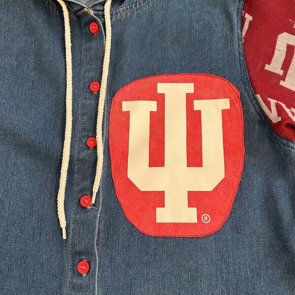 Indiana University Hooser Repurposed Hooded Duster Jacket Medium - Picture 7 of 12